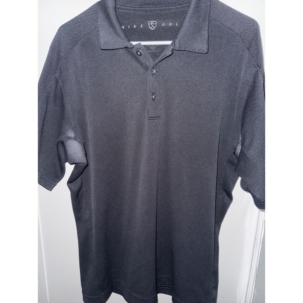 Nike Golf Men's Black‎ Textured Short Sleeve Polo Shirt Size Large
